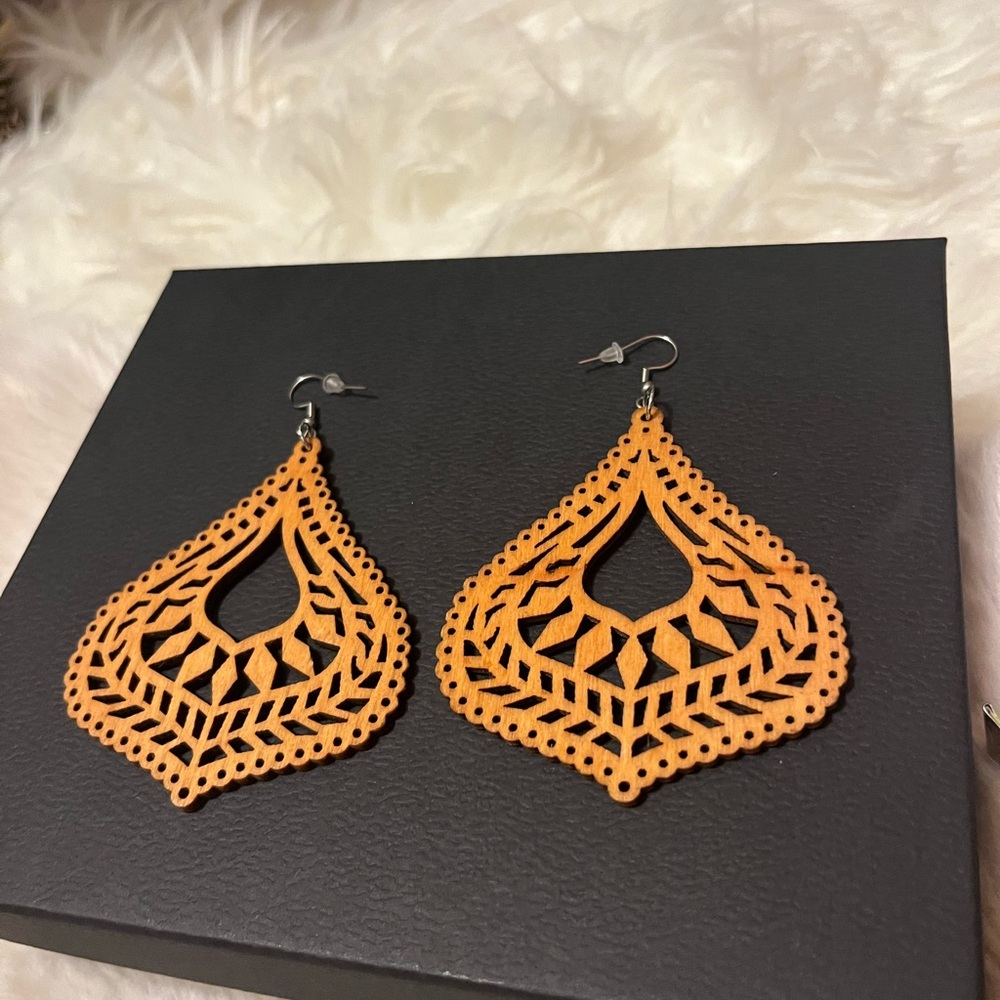 Teardrop Earrings Bohomian Wood Earrings